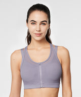 Power Zip Front Breathable Full-Coverage Running Bra | Women's High Support Sports Bra
