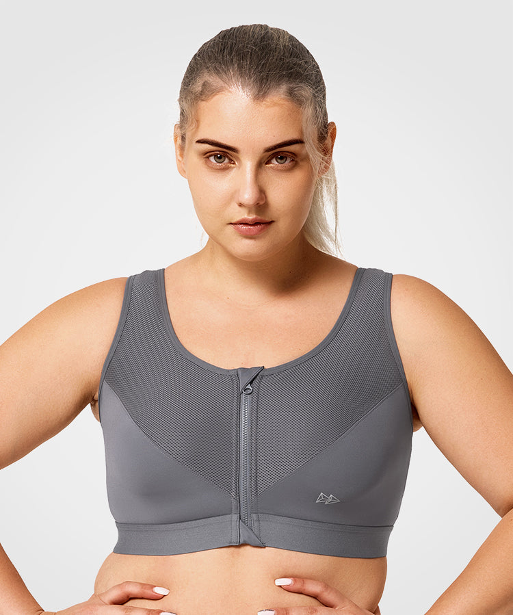 Reggiseno da corsa Power Classic Zip | Reggiseno sportivo ad alto sostegno da donna (taglie forti)