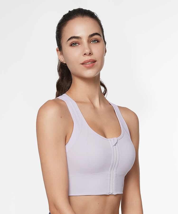 Power Zip Front Criss Cross Longline Padded Running Bra