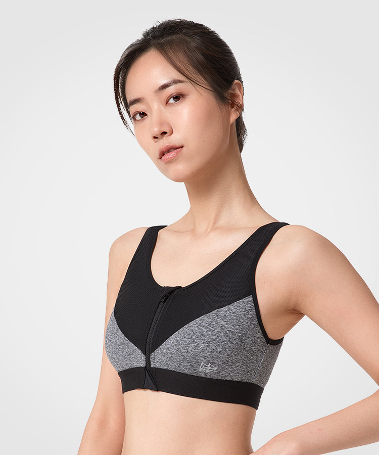 Zip-Front Unpadded High-Support Sports Bra | Women's High Support Sports Bra
