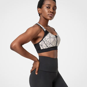 Womens print mesh racerback high impact sports bra | Yvettesports