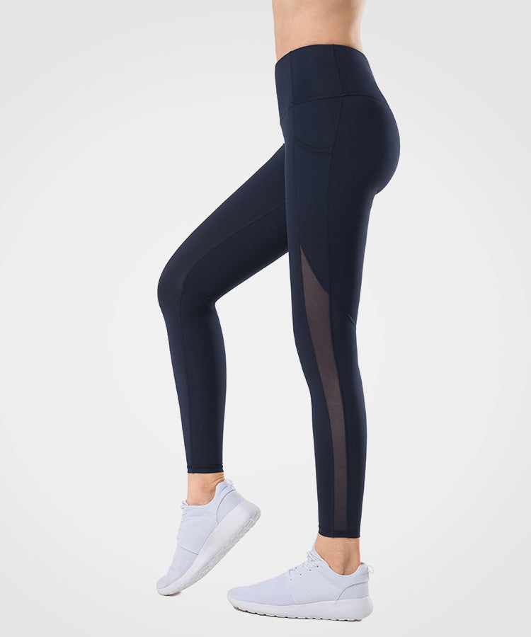 Sculpt Side Pocket Mesh Running Leggings | Women's High Support Leggings