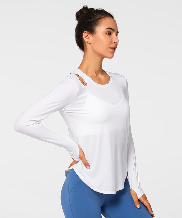 Shift Cut Out Long Sleeve Yoga T-shirt | Women's Sports T-shirt