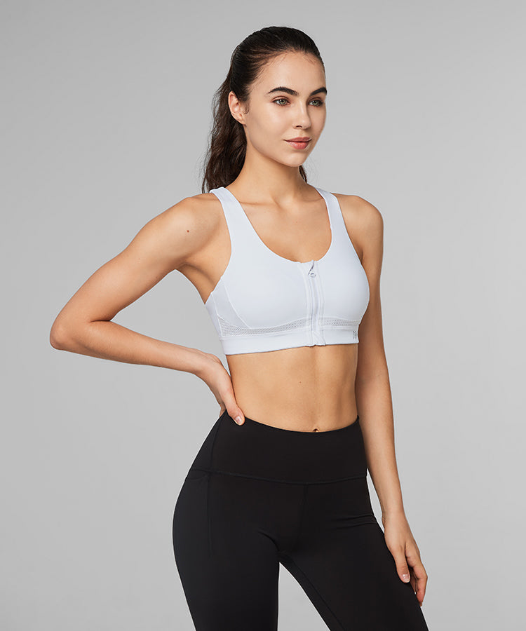 Power Zip Front Criss Cross Padded Running Bra | Women's High