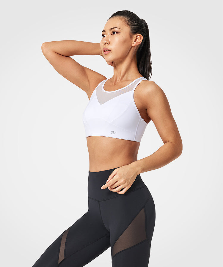 Power Breathable Racerback High Support  Running Bra | Women's High Support Sports Bra (Plus Size)
