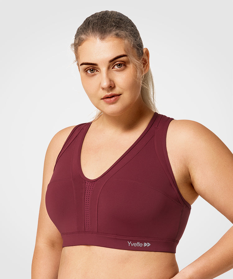 Power Cross Back Vadderad Löpar-BH | Sport-BH med högt stöd för kvinnor (plus size)
