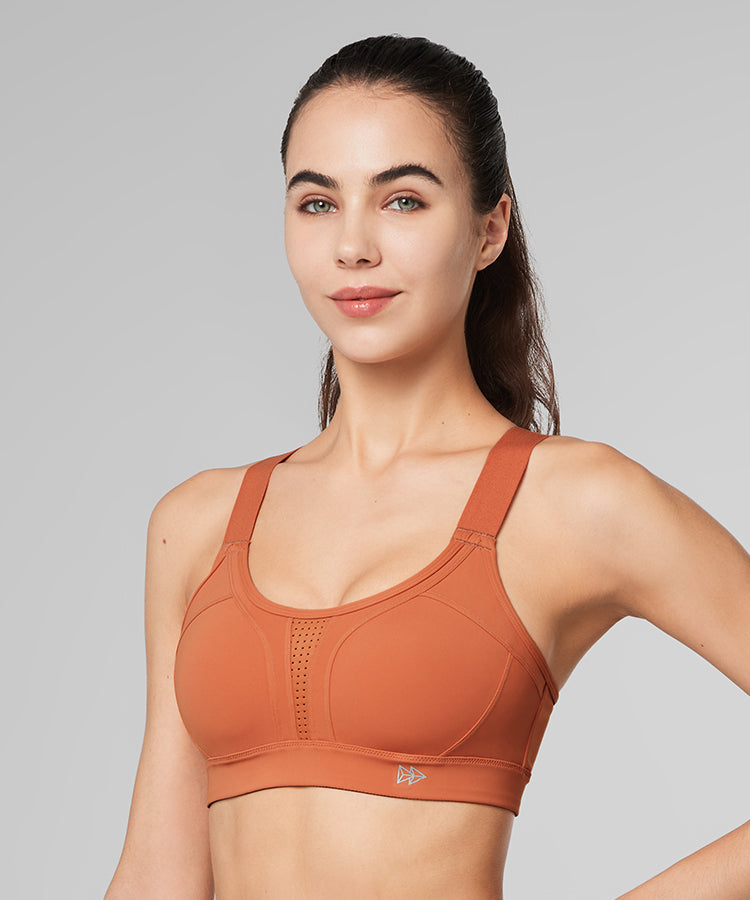 Women's Bra Underwire High Impact Workout Running High Support Sports Bra  (Color : Orange, Size : 42D)