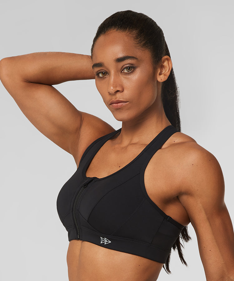 Verdusa Women's Contrast Mesh Racerback Zip Up Workout Sport Bra