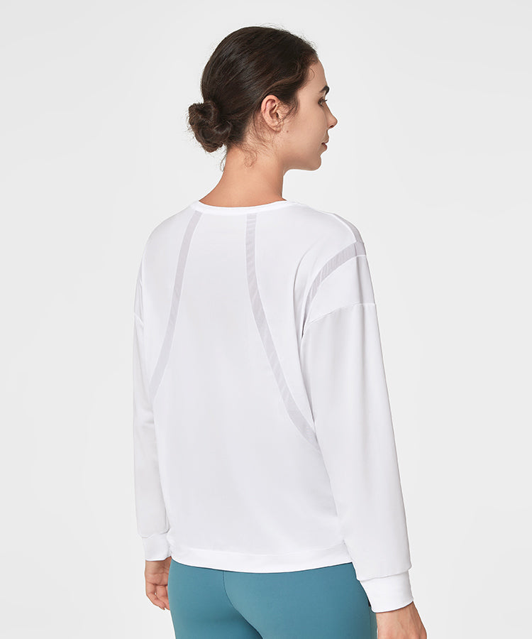 Shift Light Mesh Splicing T-shirt Women's Long Sleeve T-shirt