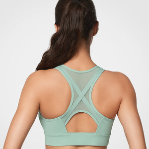 Enfold Zip Mesh Racerback Padded Running Bra