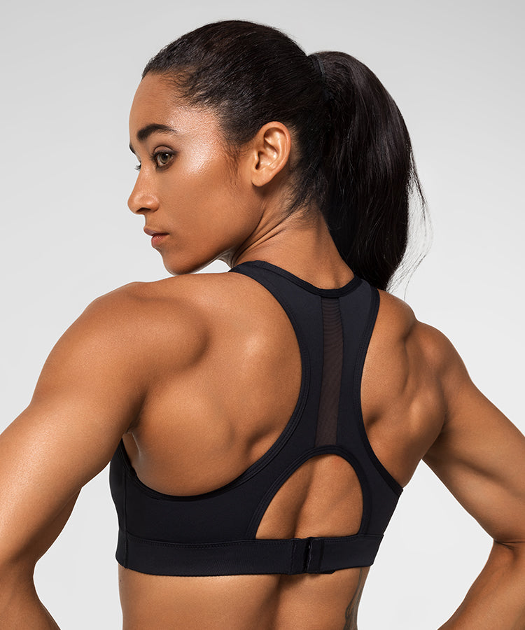 Power Mesh Racerback Padded Running Bra | Women's High Support Sports Bra