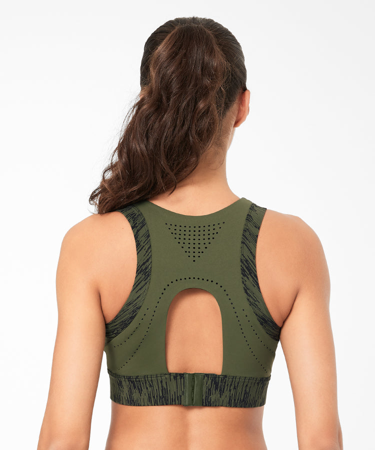 Echo Print Airholes Racerback Padded Running Bra