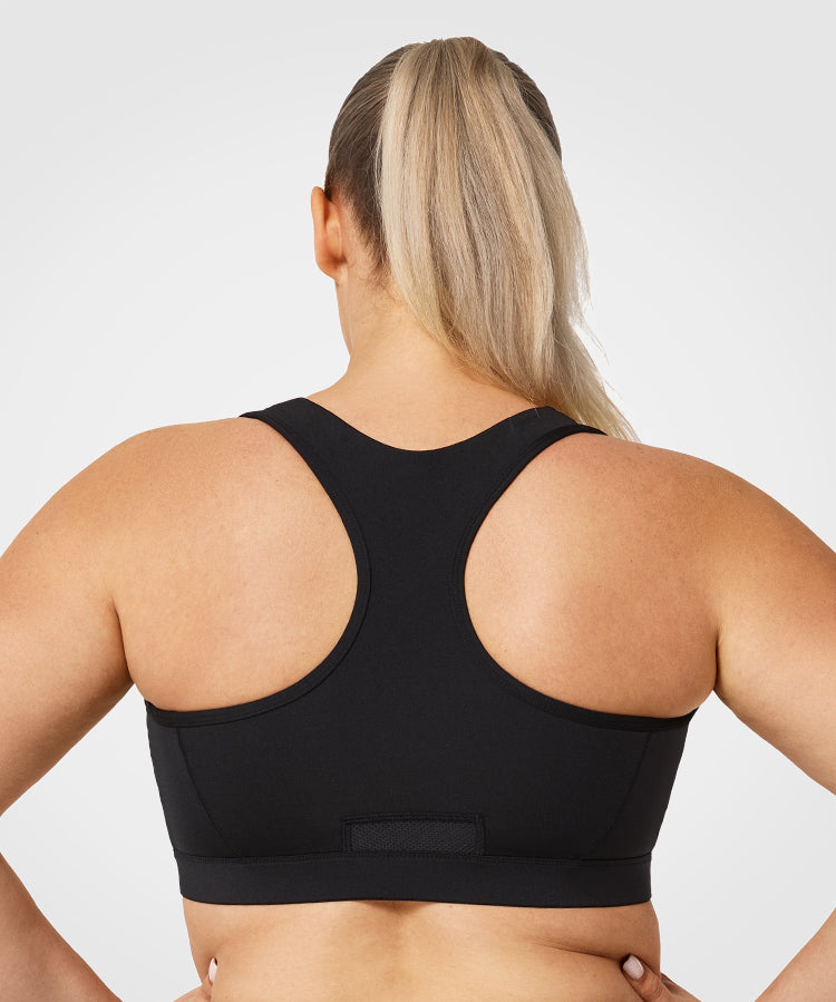 Enfold Zip Front Padded Running Bra | Women's High Support Sports Bra (Plus Size)