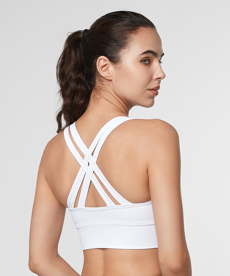 Power Zip Front Criss Cross Padded Running Bra