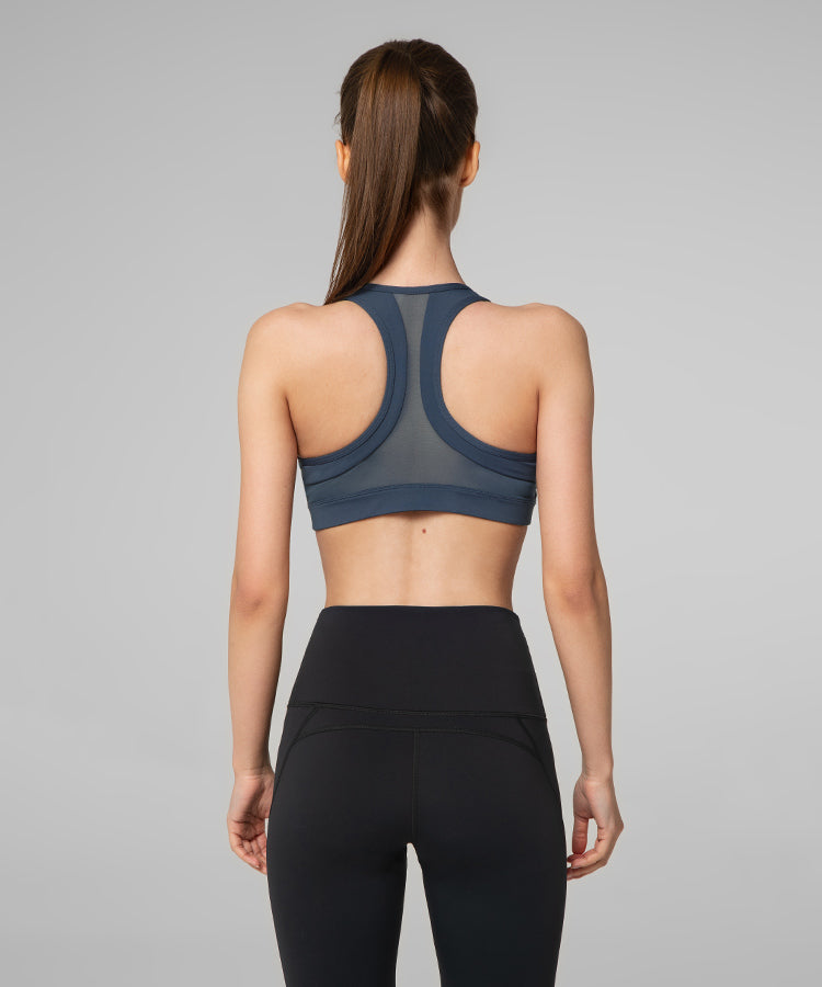 Enfold Zip Front Racerback Padded Running Bra