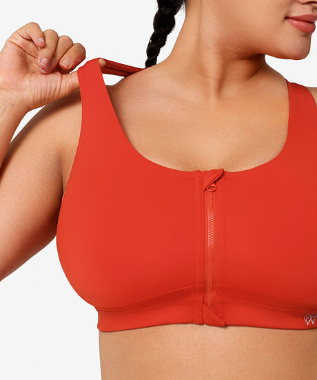 Power Zip Front Criss Cross Vadderad Löpar-BH | Sport-BH med högt stöd för kvinnor (plus size)