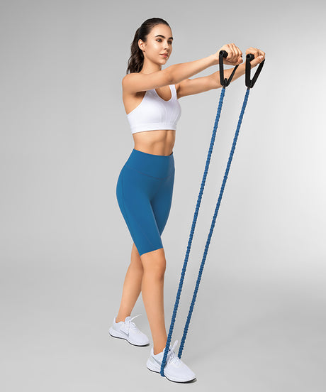 Echo högmidjade löparshorts med kort passform, 23 cm | Damsportshorts med högt stöd
