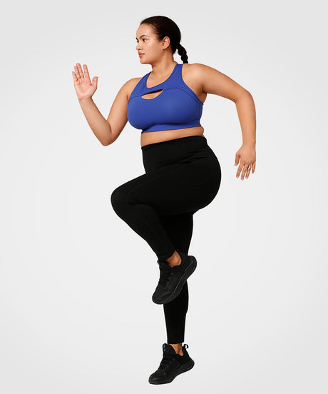 Enfold Hollow out Padded Running Bra | Women's High Support Sports Bra (Plus Size)