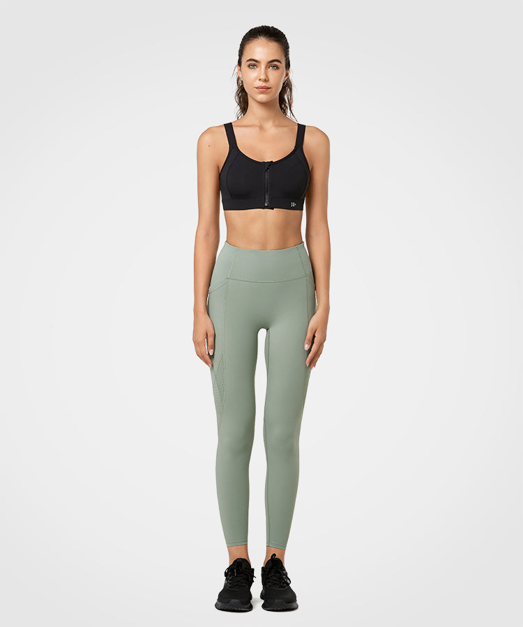 Power Zip Adjustable Straps Padded Running Bra | Women's High Support Sports Bra (Plus Size)