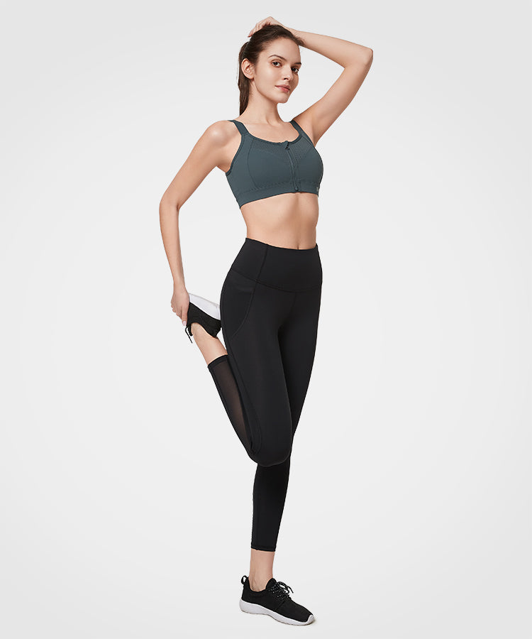 Power Zip Justerbara Band Vadderad Löpar-BH | Sport-BH med Högt Stöd för Damer (Plus Size)