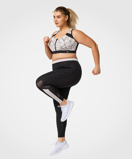 Enfold Zip Front Padded Running Bra | Women's High Support Sports Bra (Plus Size)