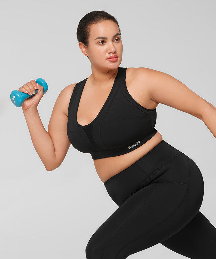 Power Cross Back Padded Running Bra | Women's High Support Sports Bra (Plus Size)