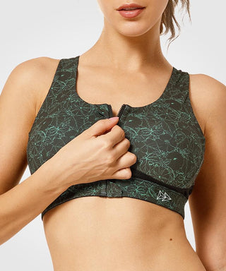 Womens criss cross zip front high impact sports bra | Yvettesports