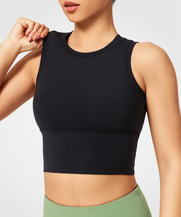 high neck padded sports bra