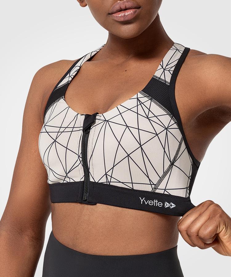 Womens zip front racerback high impact sports bra | Yvettesports