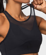 Power Mesh Racerback Padded Running Bra | Women's High Support Sports Bra