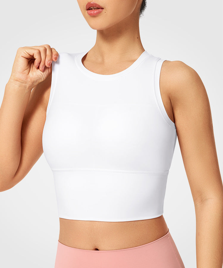 Lightly Padded Sports Bra - White Pattern