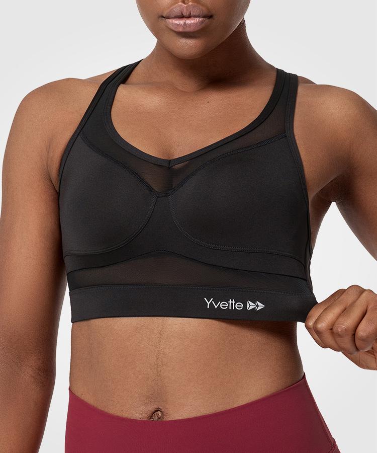 Womens wireless mesh racerback high impact sports bra | Yvettesports