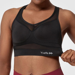 Womens wireless mesh racerback high impact sports bra | Yvettesports