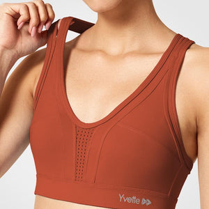 Womens orange cross back high impact sports bra – Yvette