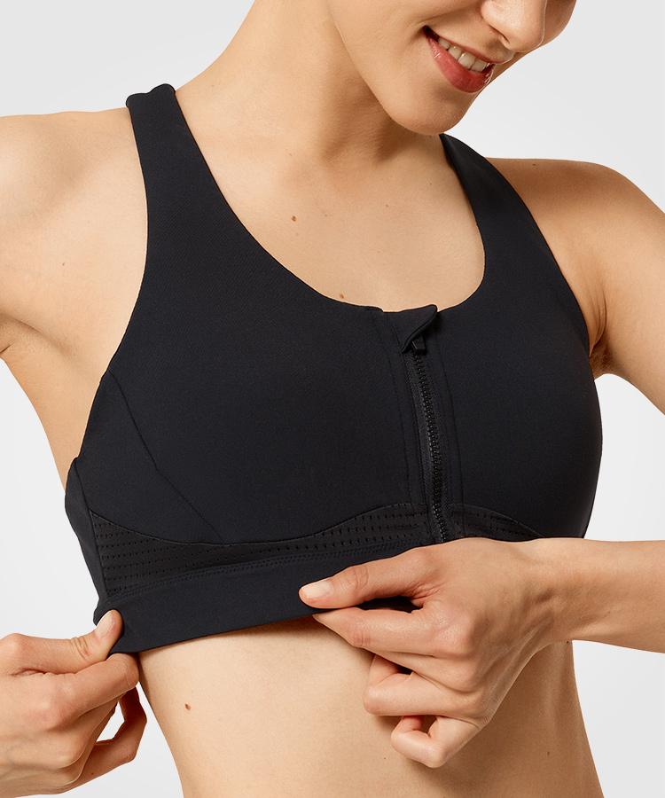 Womens criss cross zip front high impact sports bra | Yvettesports