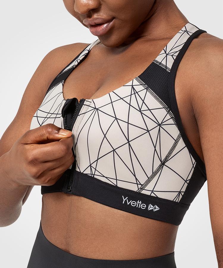 Womens zip front racerback high impact sports bra | Yvettesports