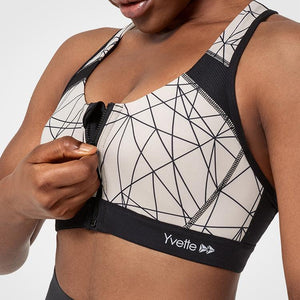 Womens zip front racerback high impact sports bra | Yvettesports