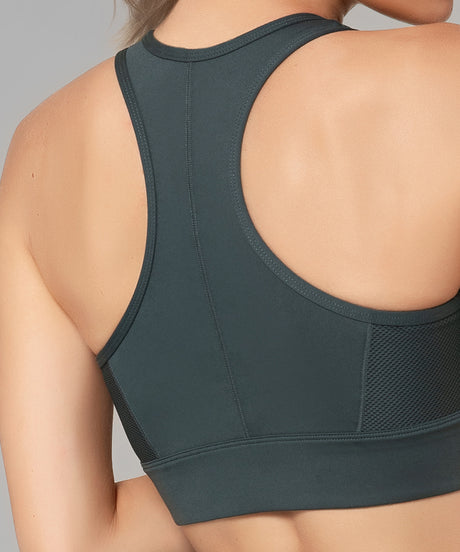 Enfold Zip Front Racerback Vadderad Löpar-BH | Sport-BH med högt stöd för kvinnor (plus size)