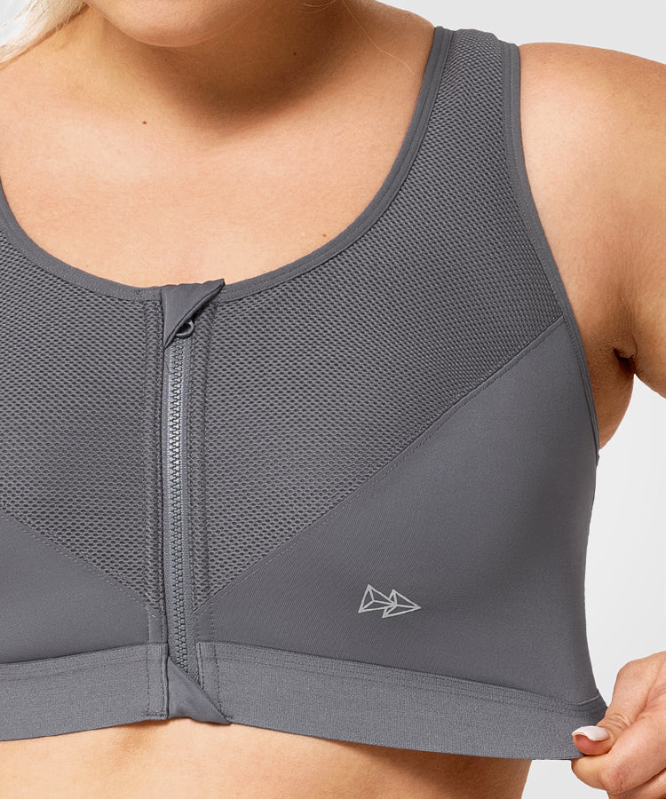 Power Classic Zip Running Bra | Women's High Support Sports Bra (Plus Size)