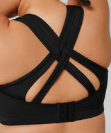 Power Cross Back Padded Running Bra | Women's High Support Sports Bra (Plus Size)
