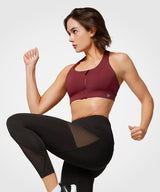 Power Zip Front Criss Cross Padded Running Bra | Women's High Support Sports Bra