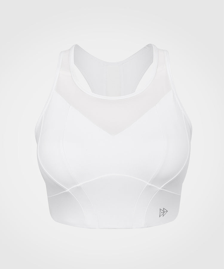 Power Mesh Racerback Padded Running Bra | Women's High Support Sports Bra