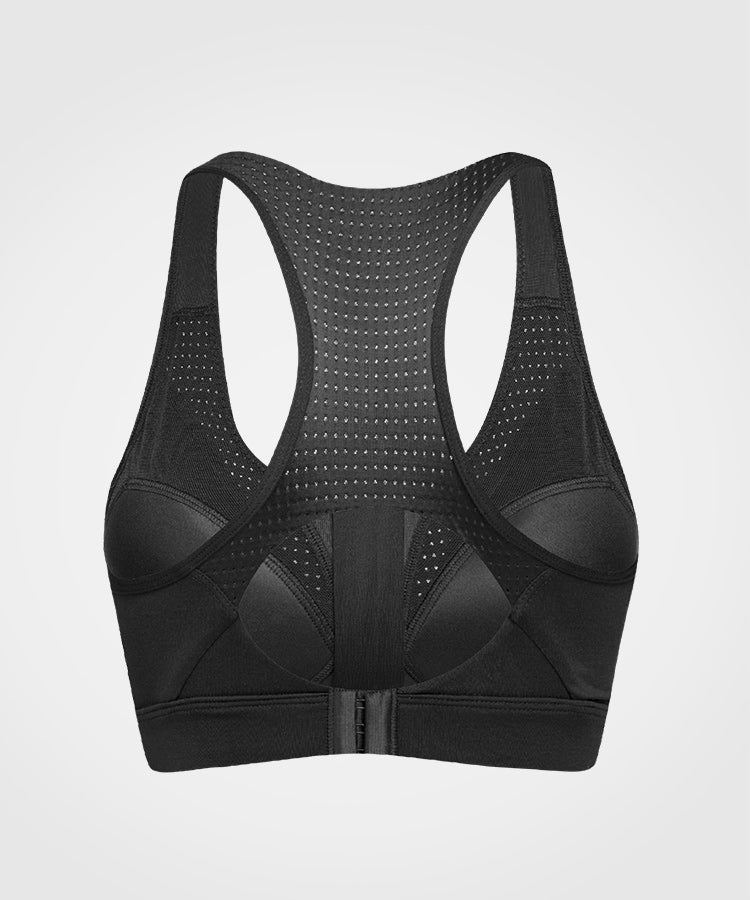 Power Zip Front Racerback Padded Running Bra