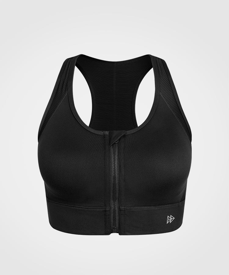 Enfold Zip Front Racerback Padded Running Bra