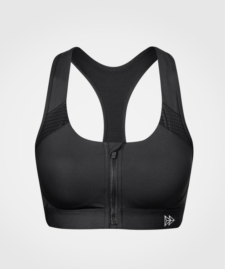 Enfold™ Zip Front Padded Running Bra | Women's High Support Sports Bra (Plus Size)