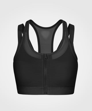 Power Zip Front Mesh Padded Running Bra  Women's High Support Sports –  Yvette